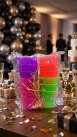 Paquete de Vasos aguardienteros Neón con Cordón para Fiesta x 12 unidades - Image 2