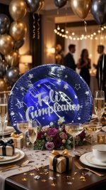 Platos Desechables Metalizados "Feliz Cumpleaños" x 10 unidades - Image 2