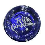 Platos Desechables Metalizados "Feliz Cumpleaños" x 10 unidades
