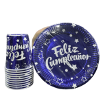 Kit de Vajilla Desechable "Feliz Cumpleaños" x 10 unidades cada uno